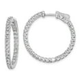 thumbnail image 1 of FB Jewels Sterling Silver Rhodium-plated In and Out CZ Hinged Hoop Earrings, 1 of 2