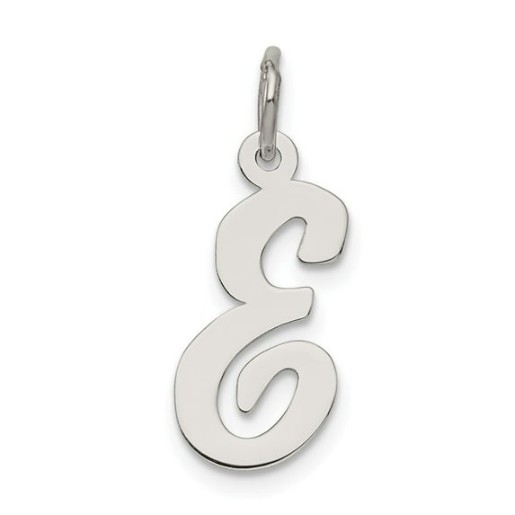 FB Jewels Sterling Silver Rhodium-plated Medium Script Initial E Charm