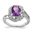 thumbnail image 1 of FB Jewels Sterling Silver Rhodium-plated Oval Amethyst & Diamond Ring, 1 of 2