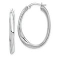 thumbnail image 1 of FB Jewels Sterling Silver Rhodium-plated Oval Hoop Earrings, 1 of 2