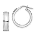 thumbnail image 1 of FB Jewels Sterling Silver Rhodium-plated Polished Beveled Edge Hoops, 1 of 1