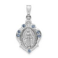 thumbnail image 1 of FB Jewels Sterling Silver Rhodium-plated Polished Miraculous Blue CZ Pendant, 1 of 4