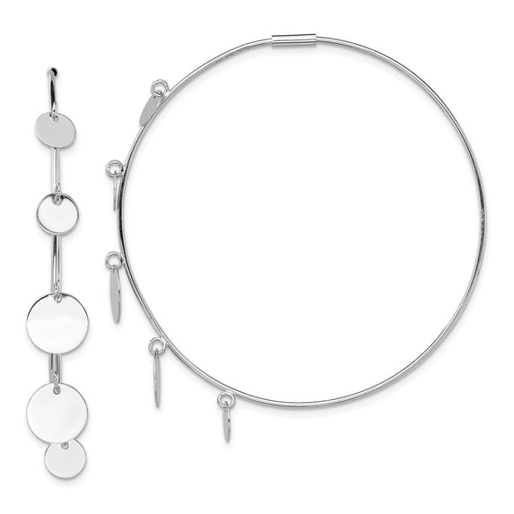 FB Jewels Sterling Silver Rhodium-plated Polished with Discs Hoop Earrings
