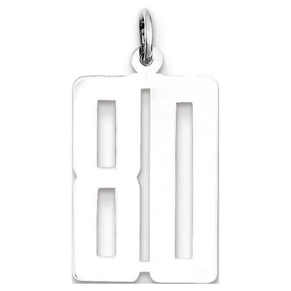 FB Jewels Sterling Silver Rhodium-plated Small Elongated Pol Number 80 Charm