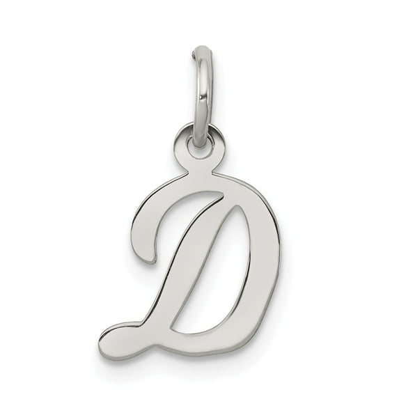 FB Jewels Sterling Silver Rhodium-plated Small Script Initial D Charm