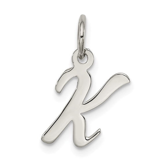 FB Jewels Sterling Silver Rhodium-plated Small Script Initial K Charm