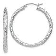 thumbnail image 1 of FB Jewels Sterling Silver Rhodium-plated Textured Hinged Hoop Earrings, 1 of 2