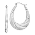 thumbnail image 1 of FB Jewels Sterling Silver Rhodium-plated Twisted Scalloped Hoop Earrings, 1 of 3