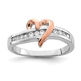 thumbnail image 1 of FB Jewels Sterling Silver Rhodium-plated Vermeil Polished Heart CZ Ring, 1 of 2