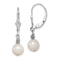 thumbnail image 1 of FB Jewels Sterling Silver Rhodium plated White FW Cultured Pearl Dangle Earrings, 1 of 3
