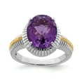 thumbnail image 1 of FB Jewels Sterling Silver Rhodium-plated w/ Flash Gold-plate Oval Amethyst Ring, 1 of 2
