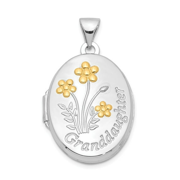 FB Jewels Sterling Silver Rhodium-plated w/Gold-plate Oval Granddaughter Locket