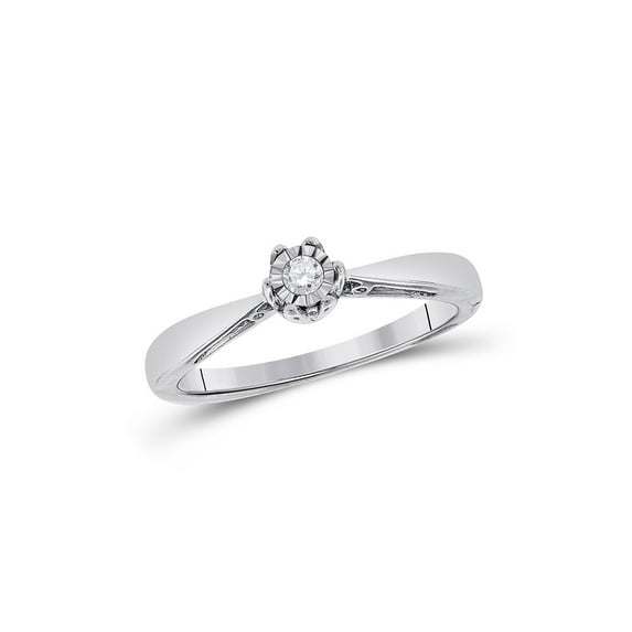 FB Jewels Sterling Silver Round Diamond Solitaire Bridal Wedding Engagement Ring 1/20 Cttw Size 5