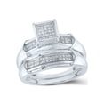 thumbnail image 1 of FB Jewels Sterling Silver Round Diamond Square Bridal Wedding Ring Band Set 1/5 Cttw, 1 of 4