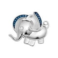 thumbnail image 1 of FB Jewels Sterling Silver Womens Blue Color Enhanced Diamond Elephant Charm Pendant 1/10 Cttw, 1 of 1