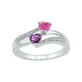 thumbnail image 1 of FB Jewels Sterling Silver Womens Heart Lab-Created Amethyst Pink Sapphire Bypass Ring 3/4 Cttw Size 5, 1 of 1