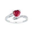 thumbnail image 1 of FB Jewels Sterling Silver Womens Heart Lab-Created Ruby Solitaire Diamond Ring 1.00 Cttw, 1 of 1