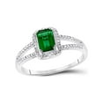 thumbnail image 1 of FB Jewels Sterling Silver Womens Lab-Created Emerald Solitaire Diamond Split-shank Ring 1-1/2 Cttw Size 5.5, 1 of 1