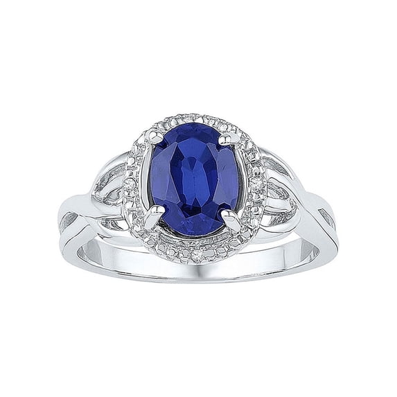 FB Jewels Sterling Silver Womens Oval Lab-Created Blue Sapphire Solitaire Ring 1-5/8 Cttw Size 5