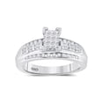 thumbnail image 1 of FB Jewels Sterling Silver Womens Princess Diamond Cluster Bridal Wedding Engagement Ring 1/2 Cttw - Size 9, 1 of 1