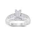 thumbnail image 1 of FB Jewels Sterling Silver Womens Princess Diamond Cluster Bridal Wedding Engagement Ring 1/2 Cttw, 1 of 1