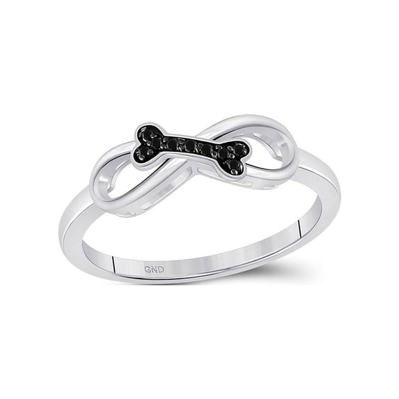 FB Jewels Sterling Silver Womens Round Black Color Enhanced Diamond Dog Bone Infinity Ring 1/20 Cttw Size 9