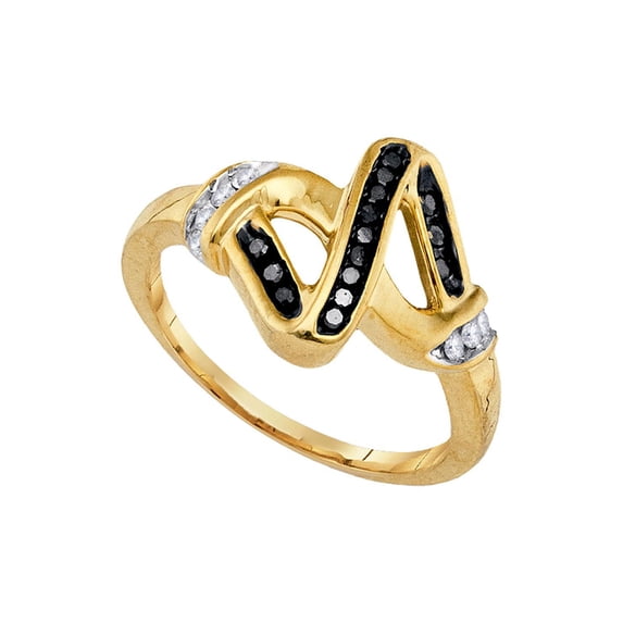 FB Jewels Sterling Silver Womens Round Black Color Enhanced Diamond Fashion Ring 1/5 Cttw