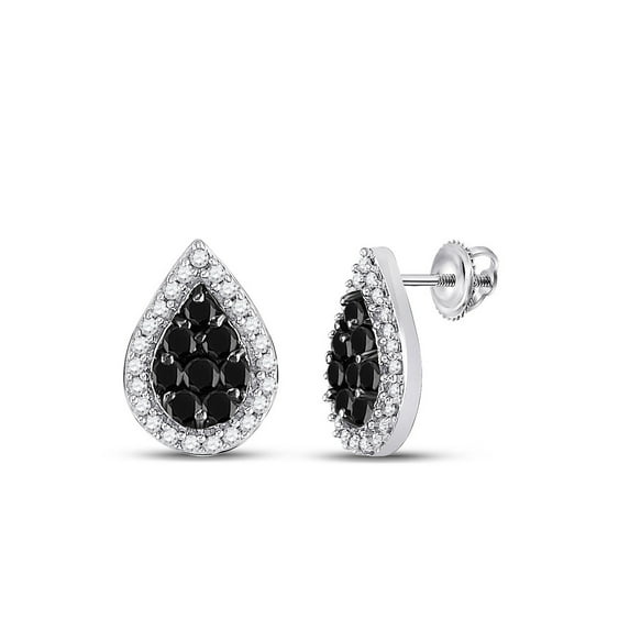 FB Jewels Sterling Silver Womens Round Black Color Enhanced Diamond Heart Ring 1/6 Cttw Size 5