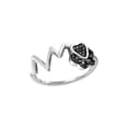 thumbnail image 1 of FB Jewels Sterling Silver Womens Round Black Color Enhanced Diamond Heartbeat Heart Band Ring 1/6 Cttw, 1 of 1