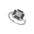 thumbnail image 1 of FB Jewels Sterling Silver Womens Round Black Color Enhanced Diamond Square Cluster Ring 1/5 Cttw, 1 of 1