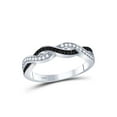 thumbnail image 1 of FB Jewels Sterling Silver Womens Round Black Color Enhanced Diamond Woven Band Ring 1/6 Cttw Size 7, 1 of 4