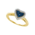 thumbnail image 1 of FB Jewels Sterling Silver Womens Round Blue Color Enhanced Diamond Heart Ring 1/5 Cttw, 1 of 1