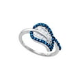 thumbnail image 1 of FB Jewels Sterling Silver Womens Round Blue Color Enhanced Diamond Leaf Cluster Ring 1/2 Cttw, 1 of 1