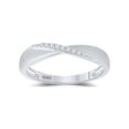 thumbnail image 1 of FB Jewels Sterling Silver Womens Round Diamond Crossover Single Row Band 1/20 Cttw, 1 of 1