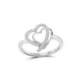 thumbnail image 1 of FB Jewels Sterling Silver Womens Round Diamond Double Joined Heartss Love Ring 1/6 Cttw, 1 of 1