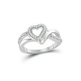 thumbnail image 1 of FB Jewels Sterling Silver Womens Round Diamond Heart Frame Cluster Ring 1/8 Cttw, 1 of 1