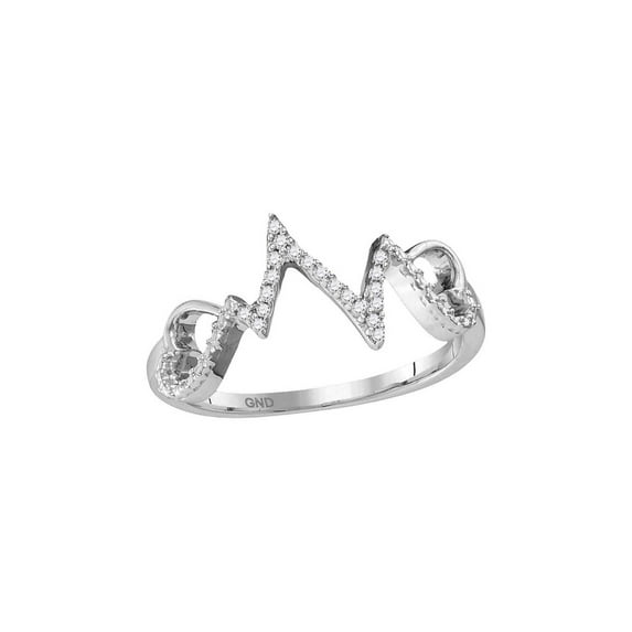 FB Jewels Sterling Silver Womens Round Diamond Heartbeat Ring 1/10 Cttw Size 8