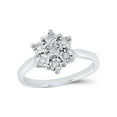 thumbnail image 1 of FB Jewels Sterling Silver Womens Round Diamond Illusion-set Flower Cluster Ring 1/10 Cttw Size 6, 1 of 2