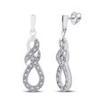 thumbnail image 1 of FB Jewels Sterling Silver Womens Round Diamond Infinity Dangle Screwback Earrings 1/8 Cttw, 1 of 1