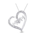 thumbnail image 1 of FB Jewels Sterling Silver Womens Round Diamond Mom Heart Pendant 1/20 Cttw, 1 of 1