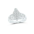 thumbnail image 1 of FB Jewels Sterling Silver Womens Round Diamond Oval Cluster Bridal Wedding Engagement Ring 1.00 Cttw, 1 of 1