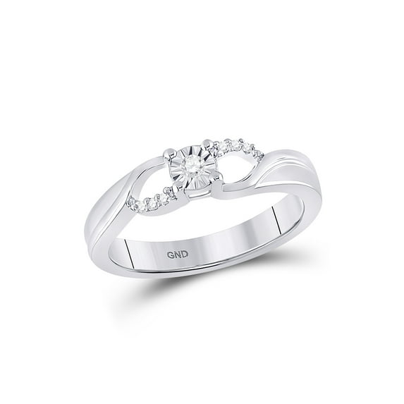 FB Jewels Sterling Silver Womens Round Diamond Solitaire Promise Bridal Engagement Ring 1/20 Cttw Size 8.5