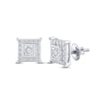 thumbnail image 1 of FB Jewels Sterling Silver Womens Round Diamond Solitaire Square Stud Earrings 1/20 Cttw In Illusion Setting (I2-I3 clarity; J-K color), 1 of 1