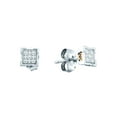 thumbnail image 1 of FB Jewels Sterling Silver Womens Round Diamond Square Cluster Earrings .03 Cttw, 1 of 1