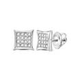 thumbnail image 1 of FB Jewels Sterling Silver Womens Round Diamond Square Kite Cluster Stud Earrings 1/10 Cttw, 1 of 1