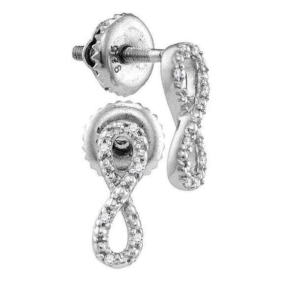 FB Jewels Sterling Silver Womens Round Diamond Vertical Infinity Earrings 1/20 Cttw