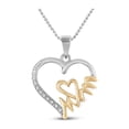 thumbnail image 1 of FB Jewels Sterling Silver Womens Round Diamond Yellow-tone Mom Heart Pendant 1/20 Cttw, 1 of 1