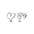 thumbnail image 1 of FB Jewels Sterling Silver Womens Round Diamond-accent Heart Screwback Earrings .02 Cttw In Prong Setting (I2-I3 clarity; J-K color), 1 of 1