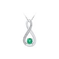 thumbnail image 1 of FB Jewels Sterling Silver Womens Round Lab-Created Emerald Infinity Diamond Pendant 1/2 Cttw, 1 of 1