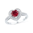 thumbnail image 1 of FB Jewels Sterling Silver Womens Round Lab-Created Ruby Heart Diamond Ring 1.00 Cttw, 1 of 1